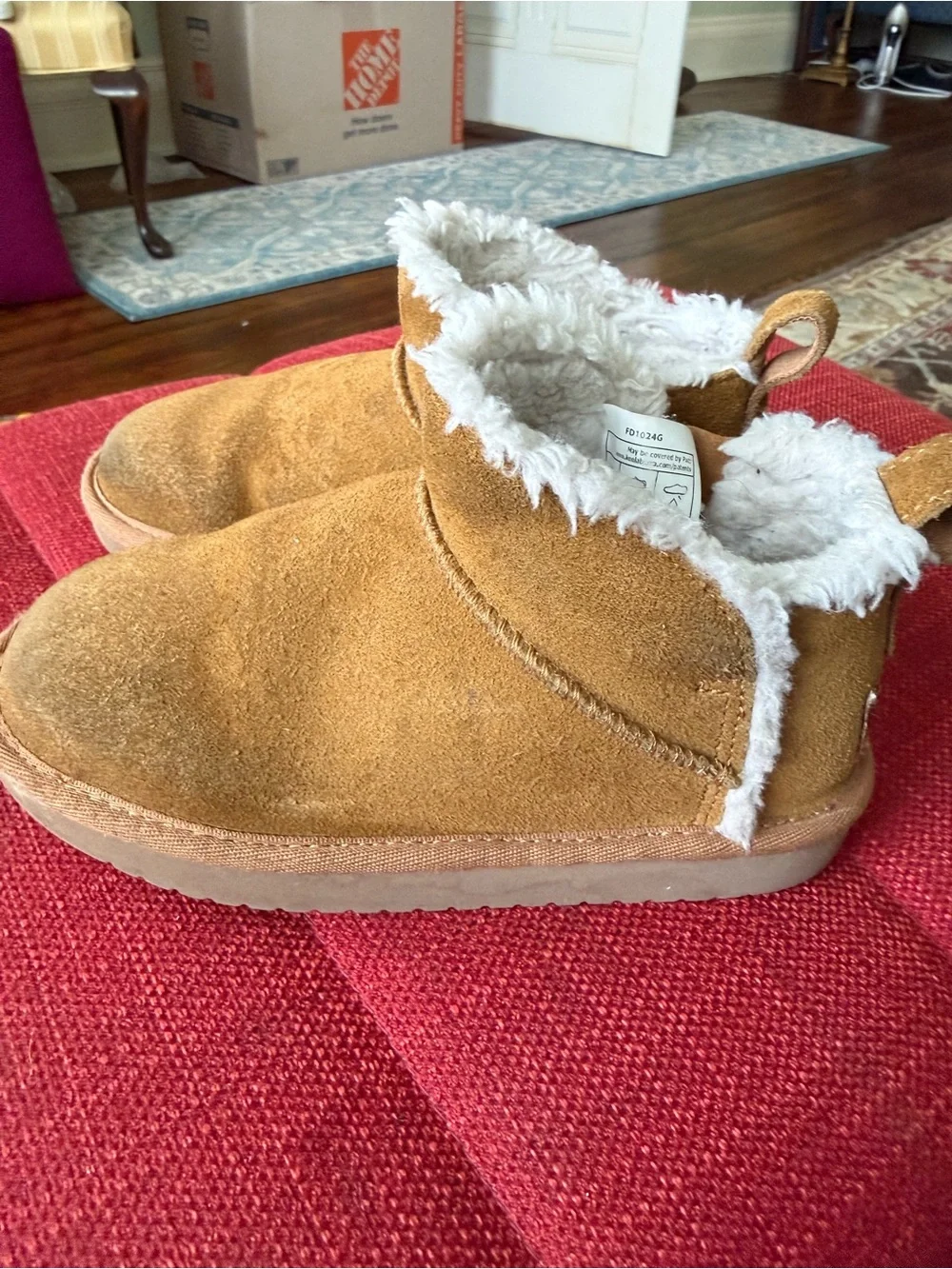Koolaburra Kids Tan Faux-Shearling Slip-On Slipper Boots